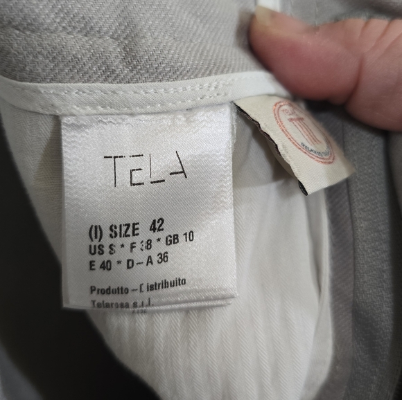 Tela Vanda Trousers In Pearl Grey Loose Wide Leg Cotton Linen Blend Small IT42 - Picture 8 of 13